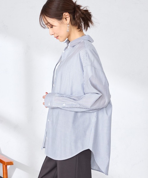 GALLORIA（ギャローリア）の「ストライプシャツ（シャツ/ブラウス・レディース・ライトブルー/ネイビー・L/LL/M/S）」の9枚目の写真