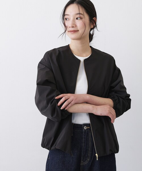 洗える　ノーカラーブルゾン　サイズXS ブルゾン アウター 「洗える・接触冷感・防シワ・吸水速乾」BREEZE