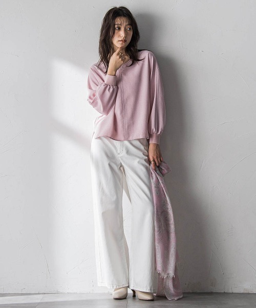 MAYSON GREY（メイソングレイ）の「デニムワイドパンツ≪洗濯機で洗える≫（デニムパンツ・レディース・ブルー/ホワイト・M/S）」の7枚目の写真