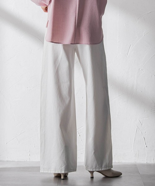 MAYSON GREY（メイソングレイ）の「デニムワイドパンツ≪洗濯機で洗える≫（デニムパンツ・レディース・ブルー/ホワイト・M/S）」の4枚目の写真