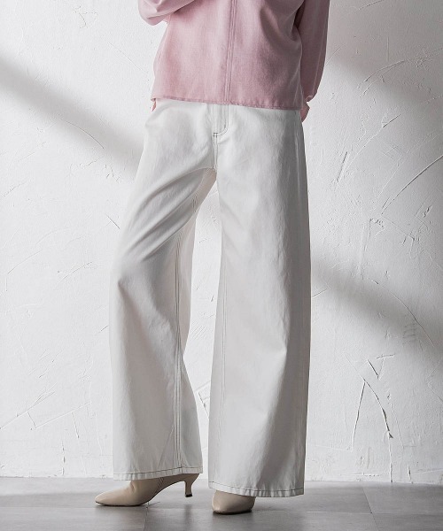 MAYSON GREY（メイソングレイ）の「デニムワイドパンツ≪洗濯機で洗える≫（デニムパンツ・レディース・ブルー/ホワイト・M/S）」の5枚目の写真