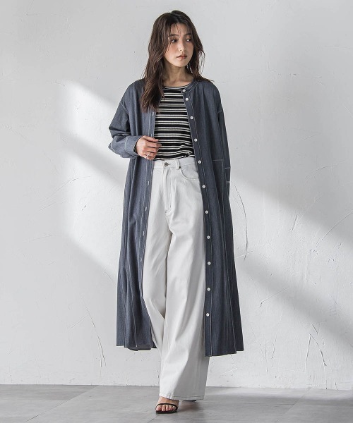 MAYSON GREY（メイソングレイ）の「デニムワイドパンツ≪洗濯機で洗える≫（デニムパンツ・レディース・ブルー/ホワイト・M/S）」の10枚目の写真