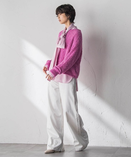 MAYSON GREY（メイソングレイ）の「デニムワイドパンツ≪洗濯機で洗える≫（デニムパンツ・レディース・ブルー/ホワイト・M/S）」の14枚目の写真