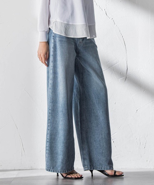 MAYSON GREY（メイソングレイ）の「デニムワイドパンツ≪洗濯機で洗える≫（デニムパンツ・レディース・ブルー/ホワイト・M/S）」の16枚目の写真