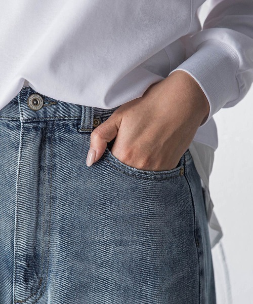 MAYSON GREY（メイソングレイ）の「デニムワイドパンツ≪洗濯機で洗える≫（デニムパンツ・レディース・ブルー/ホワイト・M/S）」の19枚目の写真