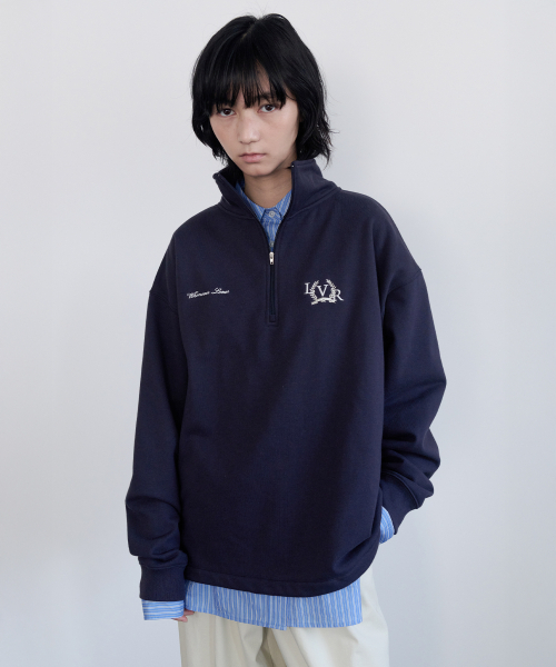 LEVAR(レバー)の「British Half-Zip Sweatshirt - Blueberry Navy(スウェット・レディース・その他・FREE)」の2枚目の写真