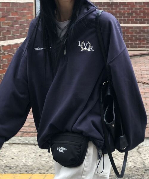 LEVAR(レバー)の「British Half-Zip Sweatshirt - Blueberry Navy(スウェット・レディース・その他・FREE)」の4枚目の写真