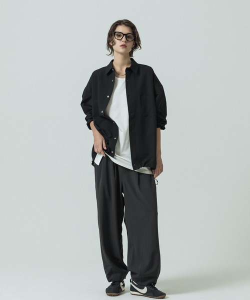 SLICK（スリック）の「【SLICK/スリック】Seersucker Gingham Check Drawstring Shirt/シアサッカー ギンガムチェック ドロストシャツ/レギュラーカラーシャツ（シャツ/ブラウス・メンズ・ブラック/ライトグレー/スミクロ・1/2/3）」の10枚目の写真