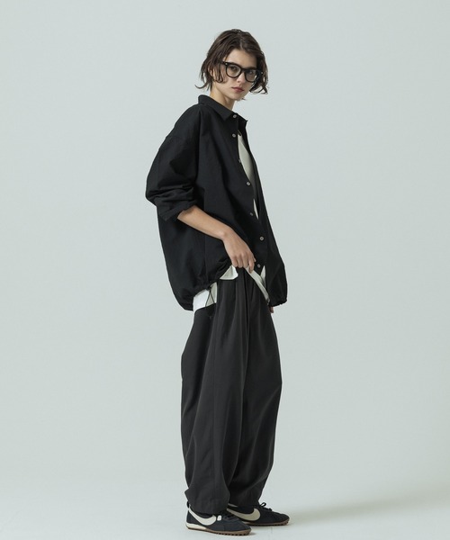 SLICK（スリック）の「【SLICK/スリック】Seersucker Gingham Check Drawstring Shirt/シアサッカー ギンガムチェック ドロストシャツ/レギュラーカラーシャツ（シャツ/ブラウス・メンズ・ブラック/ライトグレー/スミクロ・1/2/3）」の11枚目の写真