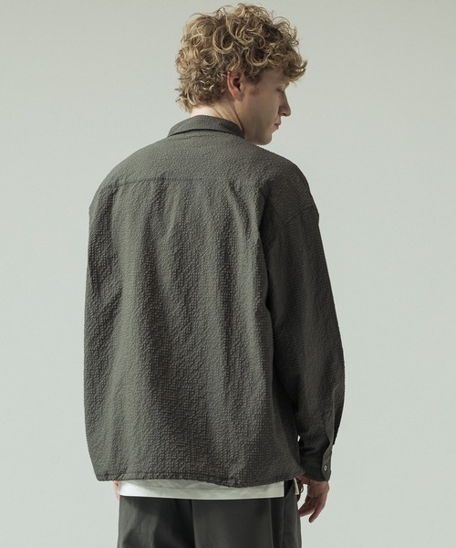 SLICK（スリック）の「【SLICK/スリック】Seersucker Gingham Check Drawstring Shirt/シアサッカー ギンガムチェック ドロストシャツ/レギュラーカラーシャツ（シャツ/ブラウス・メンズ・ブラック/ライトグレー/スミクロ・1/2/3）」の17枚目の写真