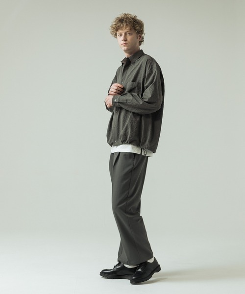 SLICK（スリック）の「【SLICK/スリック】Seersucker Gingham Check Drawstring Shirt/シアサッカー ギンガムチェック ドロストシャツ/レギュラーカラーシャツ（シャツ/ブラウス・メンズ・ブラック/ライトグレー/スミクロ・1/2/3）」の21枚目の写真