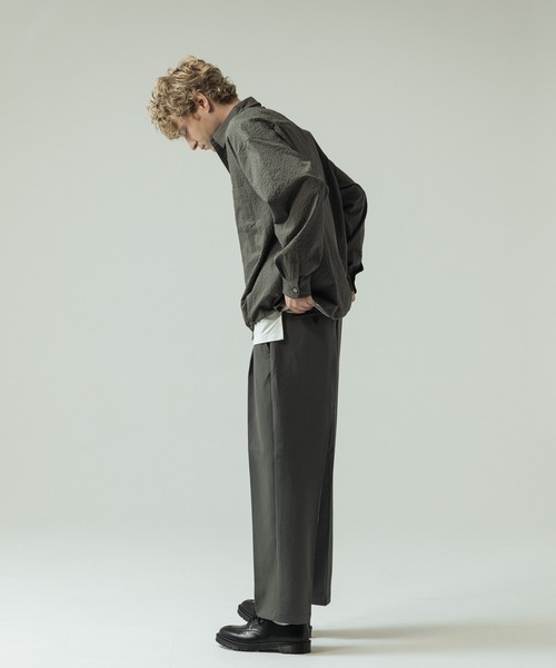 SLICK（スリック）の「【SLICK/スリック】Seersucker Gingham Check Drawstring Shirt/シアサッカー ギンガムチェック ドロストシャツ/レギュラーカラーシャツ（シャツ/ブラウス・メンズ・ブラック/ライトグレー/スミクロ・1/2/3）」の22枚目の写真