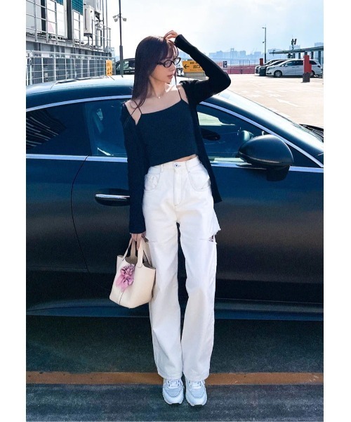 LUDICRUM(ルーディクルム)の「UV Cut summer rib knit cardigan(カーディガン/ボレロ・レディース・オフホワイト/ライトブルー/ブラック・FREE)」の2枚目の写真