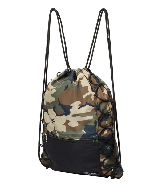 X-girl（エックスガール）の「FACE LABEL KNAPSACK（バックパック/リュック・レディース・ブラック/ベージュ/カモフラージュ・ONE SIZE）」の3枚目の写真