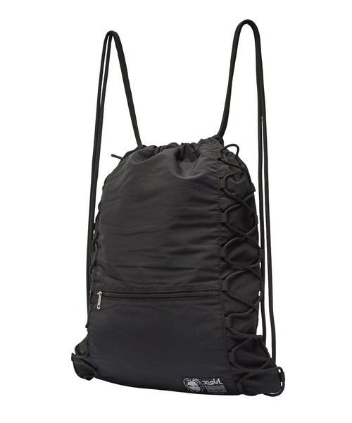 X-girl（エックスガール）の「FACE LABEL KNAPSACK（バックパック/リュック・レディース・ブラック/ベージュ/カモフラージュ・ONE SIZE）」の2枚目の写真