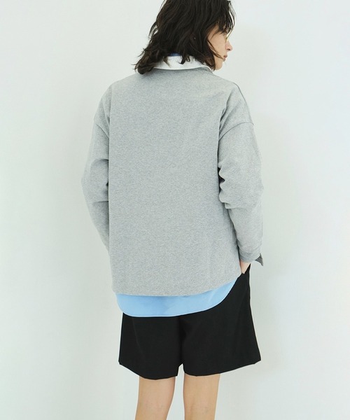 CLANE（クラネ）の「DEEP NECK WIDE RUGBY SHIRTS（Tシャツ/カットソー・レディース・ネイビー/グレー・1/2）」の13枚目の写真