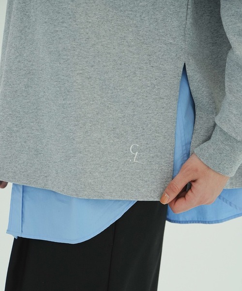 CLANE（クラネ）の「DEEP NECK WIDE RUGBY SHIRTS（Tシャツ/カットソー・レディース・ネイビー/グレー・1/2）」の15枚目の写真