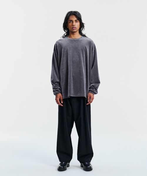 COOTIE PRODUCTIONS（クーティープロダクションズ）の「Velour L/S Tee（Tシャツ/カットソー・メンズ・グレー/ブラック・MEDIUM/LARGE/SMALL/X-LARGE）」の4枚目の写真