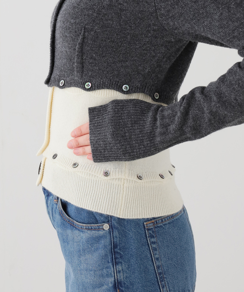FRAMeWORK（フレームワーク）の「KAYLE WOOL DETACHABLE CARDIGAN（カーディガン/ボレロ・レディース・チャコールグレー・FREE）」の6枚目の写真