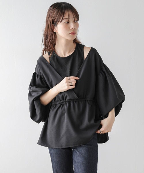 AMELY(エミリー)の「レイヤードスタイルブラウス(シャツ/ブラウス・レディース・ホワイト/ブラック/ストライプ・フリー)」の7枚目の写真
