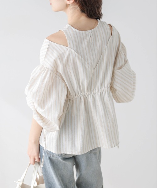 AMELY(エミリー)の「レイヤードスタイルブラウス(シャツ/ブラウス・レディース・ホワイト/ブラック/ストライプ・フリー)」の13枚目の写真