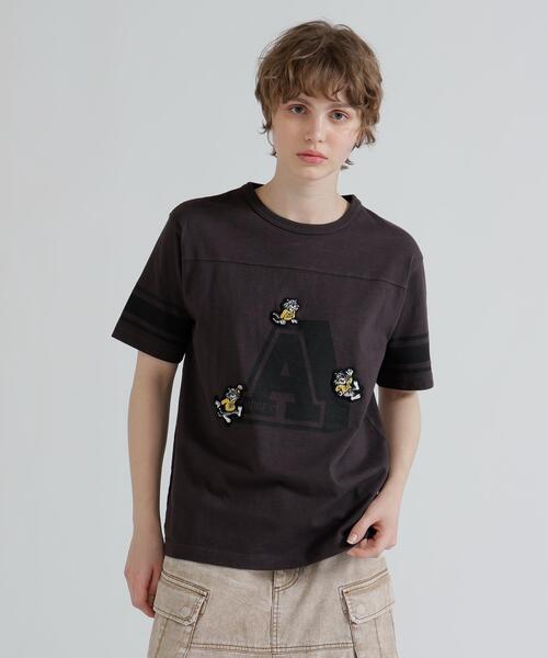 AVIREX(アヴィレックス)の「NUMBERING TOM CAT T-SHIRT(Tシャツ/カットソー・レディース・チャコールグレー/パープル/ホワイト・F)」の1枚目の写真
