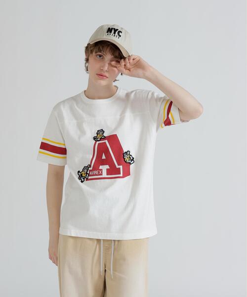 AVIREX(アヴィレックス)の「NUMBERING TOM CAT T-SHIRT(Tシャツ/カットソー・レディース・チャコールグレー/パープル/ホワイト・F)」の5枚目の写真