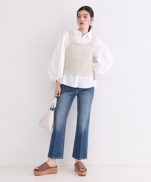 OPAQUE.CLIP（オペークドットクリップ）の「テープヤーンビスチェニット【洗濯機OK／抗ピル】（ニット/セーター・レディース・ブラック/ライトベージュ・00）」の7枚目の写真