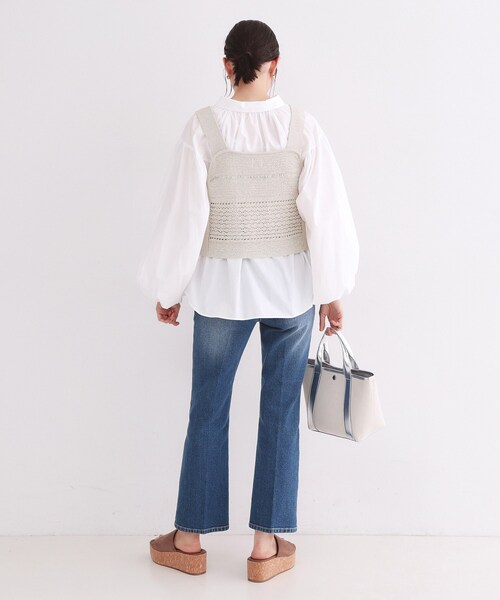 OPAQUE.CLIP（オペークドットクリップ）の「テープヤーンビスチェニット【洗濯機OK／抗ピル】（ニット/セーター・レディース・ブラック/ライトベージュ・00）」の9枚目の写真