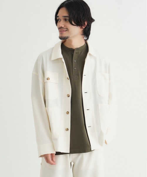 BACK NUMBER(バックナンバー)の「【BACK NUMBER】ダックライクシャツジャケット (軽やか / リラックスシルエット / 機能美 / アメリカンカジュアル)(カバーオール・メンズ・ブラウン/ホワイト/ブラック・M/L/XL/S)」の1枚目の写真