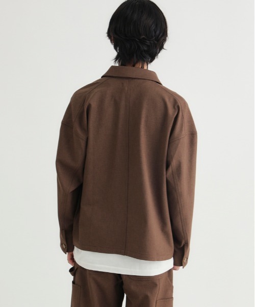 BACK NUMBER(バックナンバー)の「【BACK NUMBER】ダックライクシャツジャケット (軽やか / リラックスシルエット / 機能美 / アメリカンカジュアル)(カバーオール・メンズ・ブラウン/ホワイト/ブラック・M/L/XL/S)」の6枚目の写真