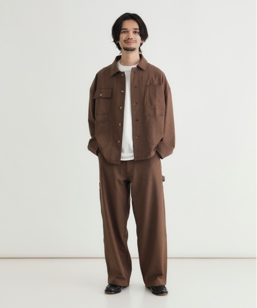 BACK NUMBER(バックナンバー)の「【BACK NUMBER】ダックライクシャツジャケット (軽やか / リラックスシルエット / 機能美 / アメリカンカジュアル)(カバーオール・メンズ・ブラウン/ホワイト/ブラック・M/L/XL/S)」の7枚目の写真