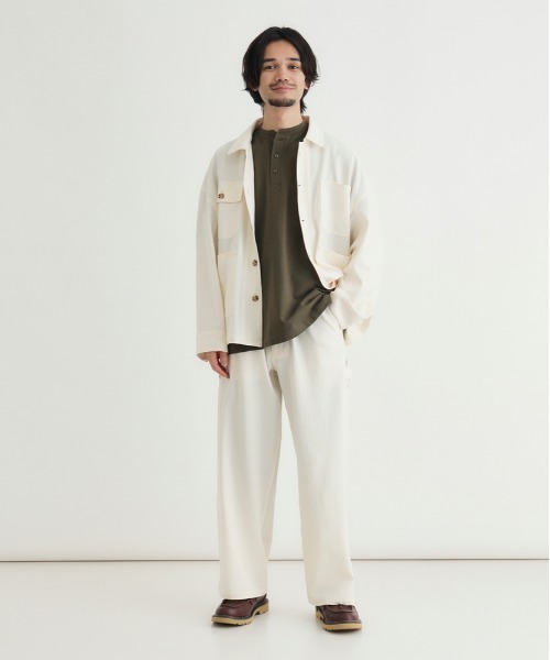 BACK NUMBER(バックナンバー)の「【BACK NUMBER】ダックライクシャツジャケット (軽やか / リラックスシルエット / 機能美 / アメリカンカジュアル)(カバーオール・メンズ・ブラウン/ホワイト/ブラック・M/L/XL/S)」の8枚目の写真