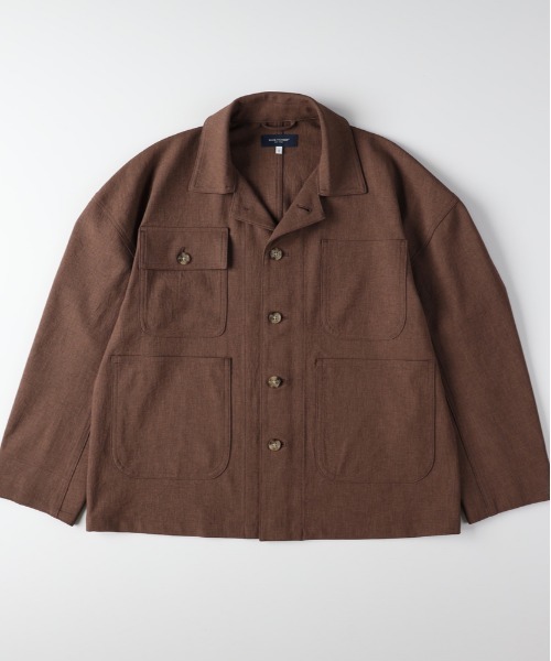 BACK NUMBER(バックナンバー)の「【BACK NUMBER】ダックライクシャツジャケット (軽やか / リラックスシルエット / 機能美 / アメリカンカジュアル)(カバーオール・メンズ・ブラウン/ホワイト/ブラック・M/L/XL/S)」の18枚目の写真