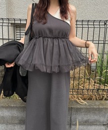 WILLFULLY（ウィルフリー）の「tulle peplum docking rib OP（ワンピース）」
