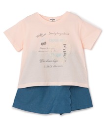trois lapins kp（トロワラパンケーピー）の「【Trois Lapins】 天竺×ラメデニム 上下セット（Tシャツ/カットソー）」