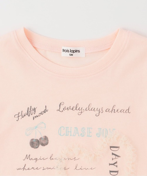 trois lapins kp（トロワラパンケーピー）の「【Trois Lapins】 天竺×ラメデニム 上下セット（Tシャツ/カットソー・キッズ・オフホワイト/ピンク・120cm/130cm/140cm/150cm/160cm）」の5枚目の写真