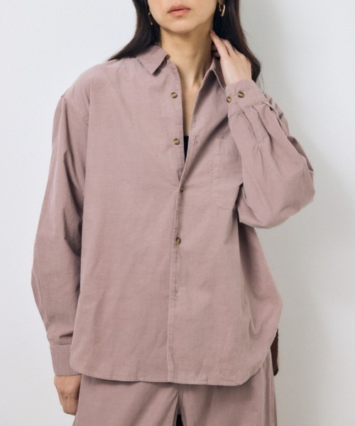 AZUL by moussy(アズールバイマウジー)の「コーデュロイリラックスポケットシャツ(シャツ/ブラウス・レディース・アイボリー/ライトピンク/ライトブラック・FREE)」の3枚目の写真