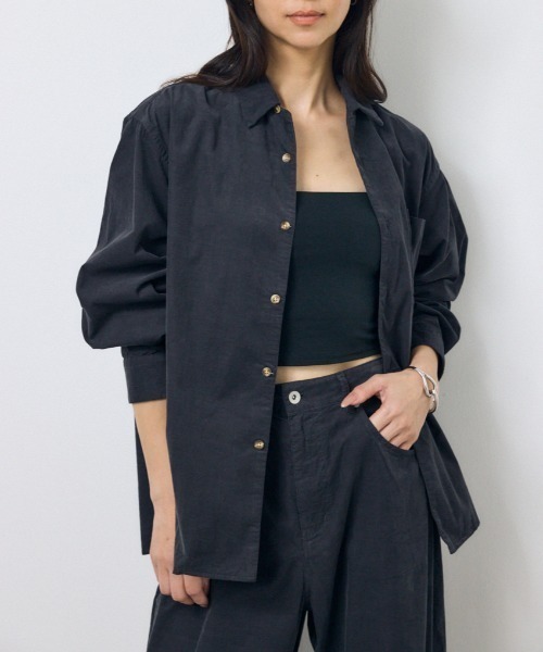 AZUL by moussy(アズールバイマウジー)の「コーデュロイリラックスポケットシャツ(シャツ/ブラウス・レディース・アイボリー/ライトピンク/ライトブラック・FREE)」の2枚目の写真
