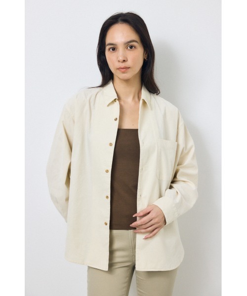 AZUL by moussy(アズールバイマウジー)の「コーデュロイリラックスポケットシャツ(シャツ/ブラウス・レディース・アイボリー/ライトピンク/ライトブラック・FREE)」の5枚目の写真