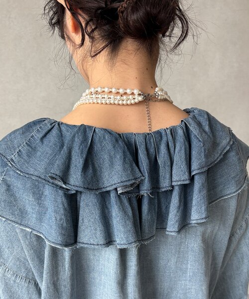 DouDou（ドゥドゥ）の「ライトデニムフリルブラウス（シャツ/ブラウス・レディース・ブルー・FREE）」の15枚目の写真