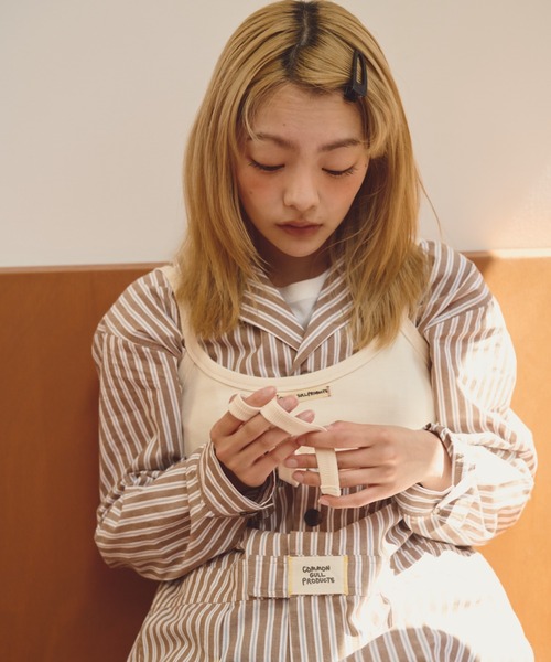 common gull products.(コモンガルプロダクツ)の「雲遊びブラビスチェ(キャミソール・レディース・杢グレー/アイボリー/サックスブルー系・フリー)」の17枚目の写真
