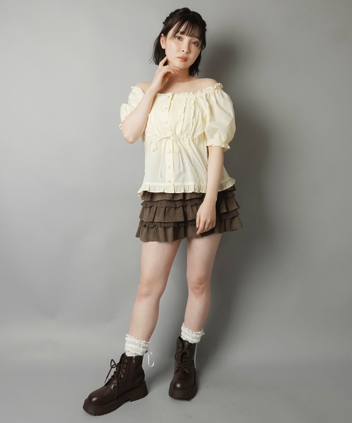 SPINNS（スピンズ）の「2WAYオフショル半袖ブラウス/レース（シャツ/ブラウス・レディース・ブラック/ナチュラル/ブラウン・ONESIZE）」の18枚目の写真