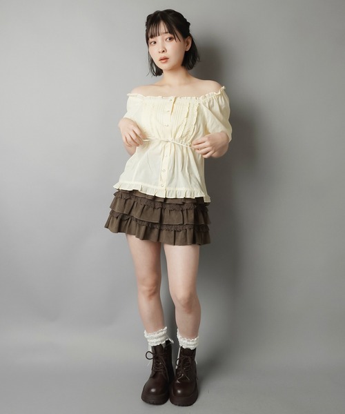 SPINNS（スピンズ）の「2WAYオフショル半袖ブラウス/レース（シャツ/ブラウス・レディース・ブラック/ナチュラル/ブラウン・ONESIZE）」の19枚目の写真