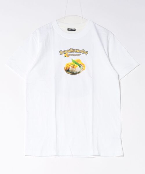 チャイハネ(チャイハネ)の「【チャイハネ】エスニックフード マンゴースティッキーライスメンズTシャツ(Tシャツ/カットソー・メンズ・ベージュ/ホワイト・FREE)」の2枚目の写真