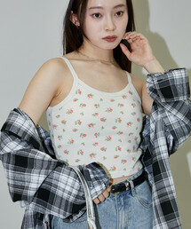 JEMORGAN/ジェーイーモーガン ワッフル フラワー クロップド カップ付き キャミソール　限定展開