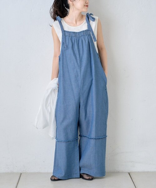 CIAOPANIC TYPY（チャオパニックティピー）の「【india】アソート肩紐リボンサロペット（サロペット/オーバーオール・レディース・ホワイト/ブラック/ブルー・MEDIUM/SMALL）」の3枚目の写真