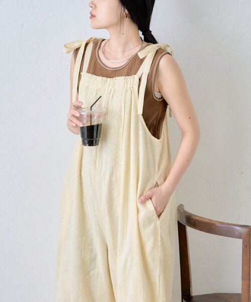 CIAOPANIC TYPY（チャオパニックティピー）の「【india】アソート肩紐リボンサロペット（サロペット/オーバーオール・レディース・ホワイト/ブラック/ブルー・MEDIUM/SMALL）」の6枚目の写真