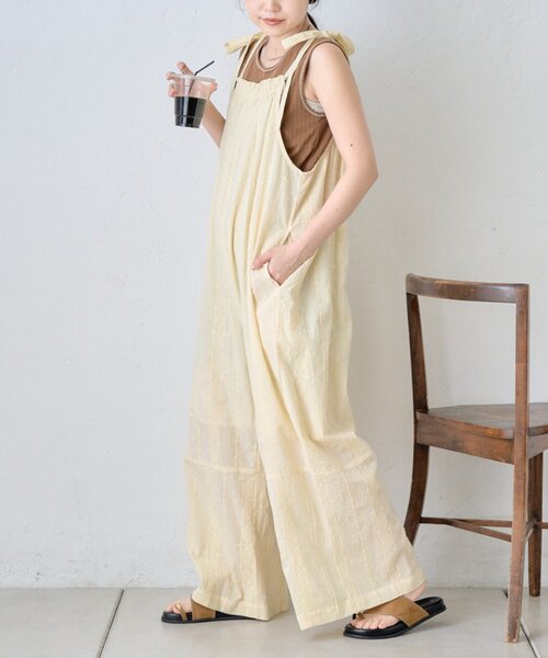 CIAOPANIC TYPY（チャオパニックティピー）の「【india】アソート肩紐リボンサロペット（サロペット/オーバーオール・レディース・ホワイト/ブラック/ブルー・MEDIUM/SMALL）」の9枚目の写真