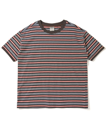 AMOU（アモウ）の「AMOU Multi Stripe Ringer T-Shirts Brown（Tシャツ/カットソー）」